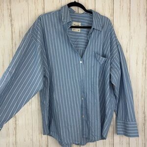 Abercrombie & Fitch Oversized Blue and White Striped Shirt